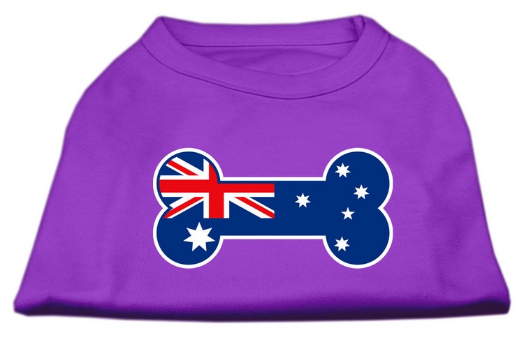 Bone Shaped Australian Flag Screen Print Shirts Purple L