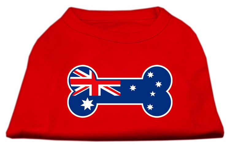 Bone Shaped Australian Flag Screen Print Shirts Red XS