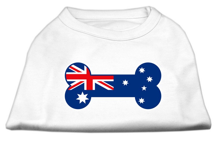 Bone Shaped Australian Flag Screen Print Shirts White S