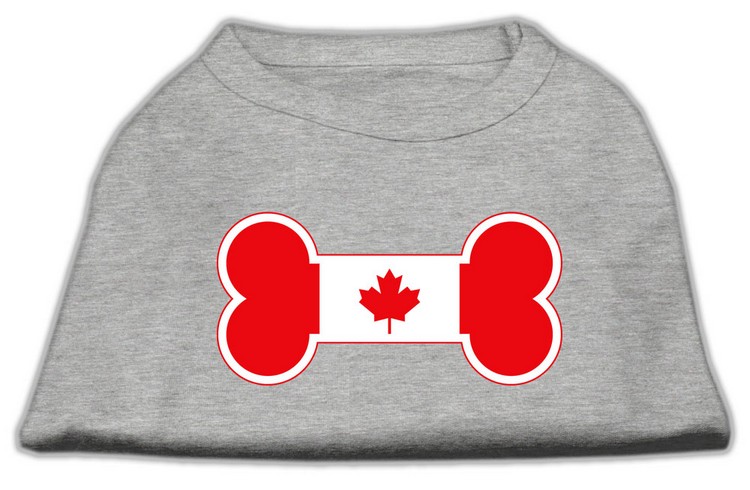 Bone Shaped Canadian Flag Screen Print Shirts Grey L