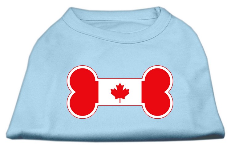 Bone Shaped Canadian Flag Screen Print Shirts Baby Blue XS