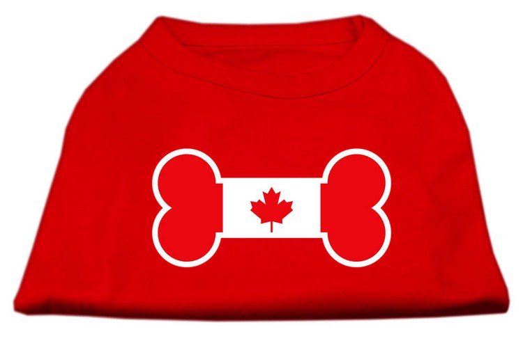 Bone Shaped Canadian Flag Screen Print Shirts Red XS