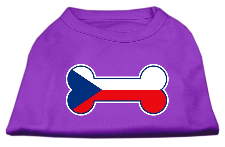 Bone Shaped Czech Republic Flag Screen Print Shirts Purple M