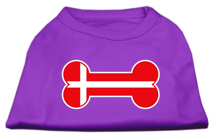 Bone Shaped Denmark Flag Screen Print Shirts Purple XS