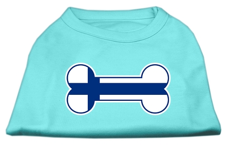 Bone Shaped Finland Flag Screen Print Shirts Aqua XS