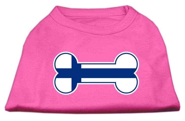 Bone Shaped Finland Flag Screen Print Shirts Bright Pink XS