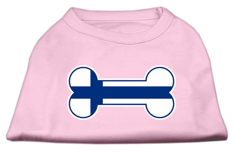 Bone Shaped Finland Flag Screen Print Shirts Light Pink XS