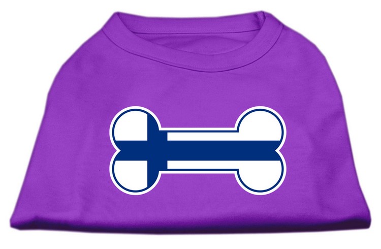 Bone Shaped Finland Flag Screen Print Shirts Purple XS