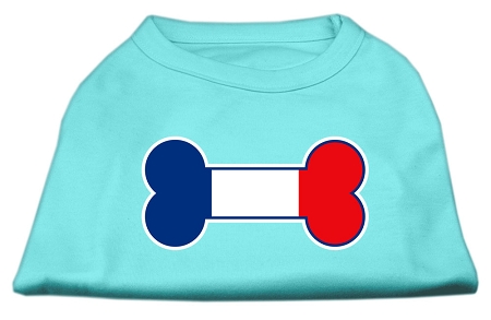 Bone Shaped France Flag Screen Print Shirts Aqua M