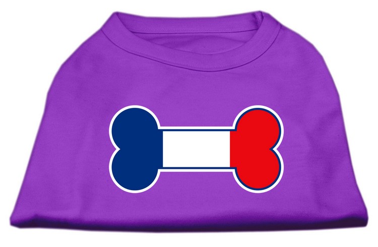 Bone Shaped France Flag Screen Print Shirts Purple XS