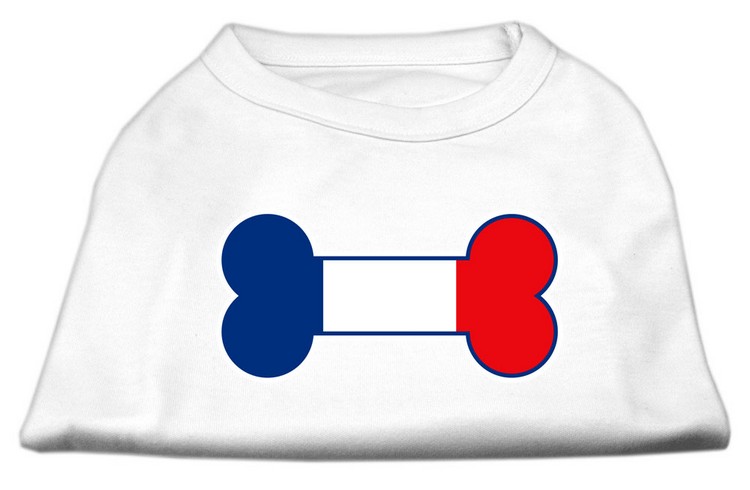 Bone Shaped France Flag Screen Print Shirts White S