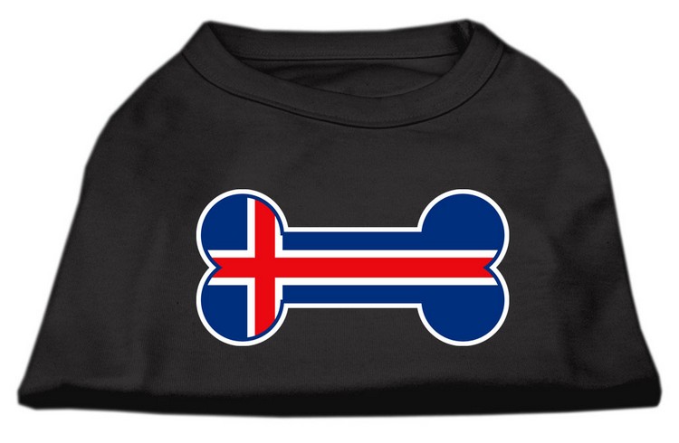 Bone Shaped Iceland Flag Screen Print Shirts Black XXL