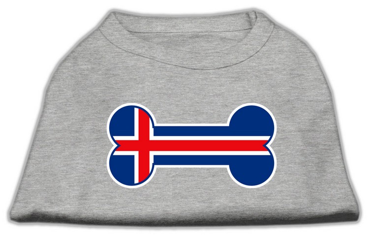 Bone Shaped Iceland Flag Screen Print Shirts Grey M