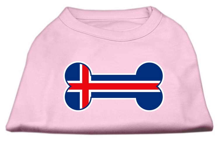 Bone Shaped Iceland Flag Screen Print Shirts Light Pink XS