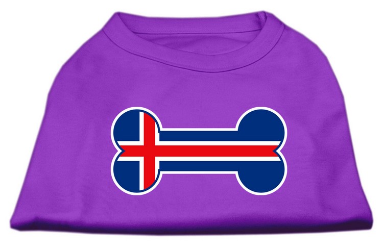 Bone Shaped Iceland Flag Screen Print Shirts Purple XS