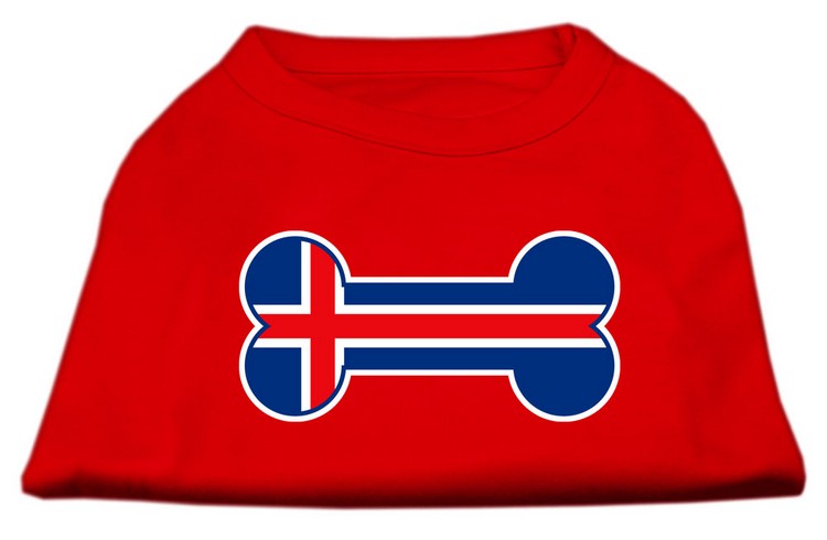 Bone Shaped Iceland Flag Screen Print Shirts Red XS