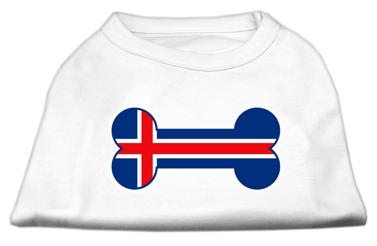 Bone Shaped Iceland Flag Screen Print Shirts White XS