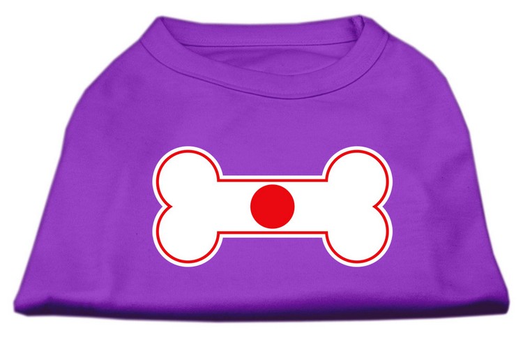 Bone Shaped Japan Flag Screen Print Shirts Purple XS