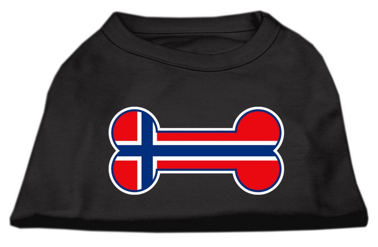 Bone Shaped Norway Flag Screen Print Shirts Black XS