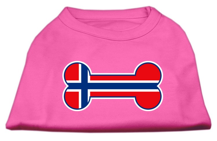 Bone Shaped Norway Flag Screen Print Shirts Bright Pink XS