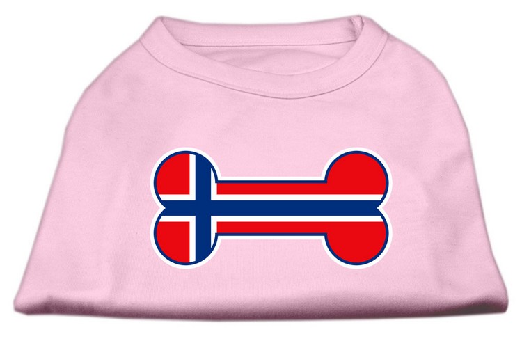 Bone Shaped Norway Flag Screen Print Shirts Light Pink XS