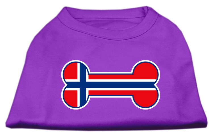 Bone Shaped Norway Flag Screen Print Shirts Purple M