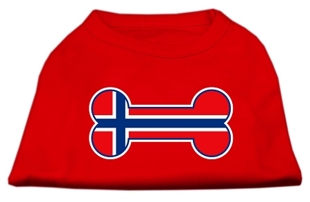 Bone Shaped Norway Flag Screen Print Shirts Red S