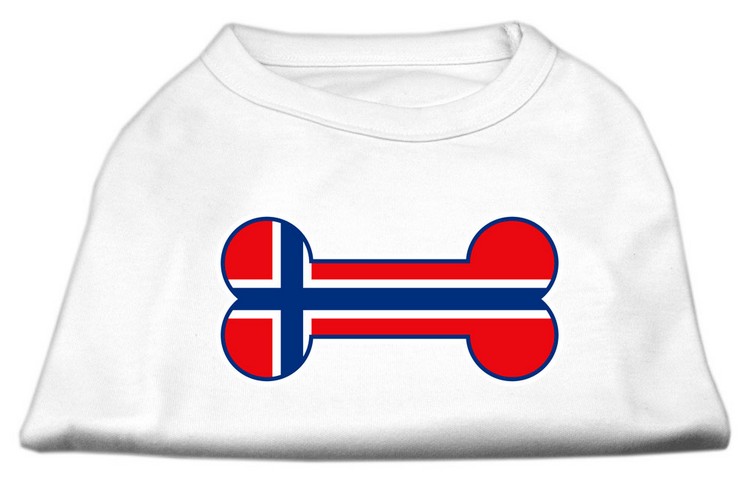 Bone Shaped Norway Flag Screen Print Shirts White XL