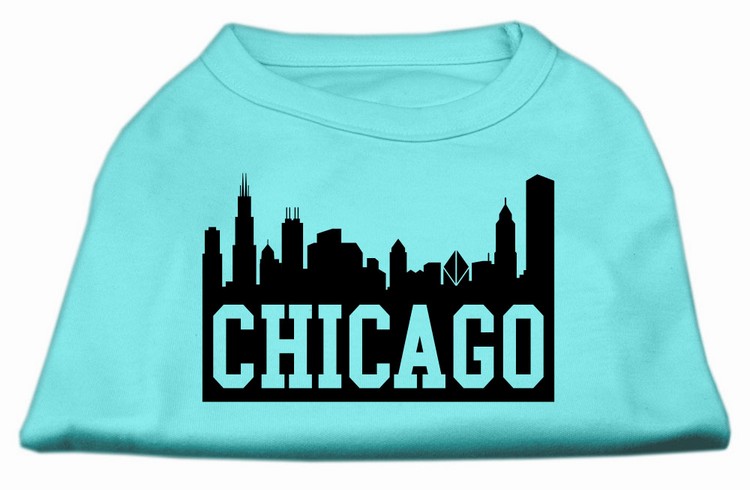 Chicago Skyline Screen Print Shirt Aqua XS