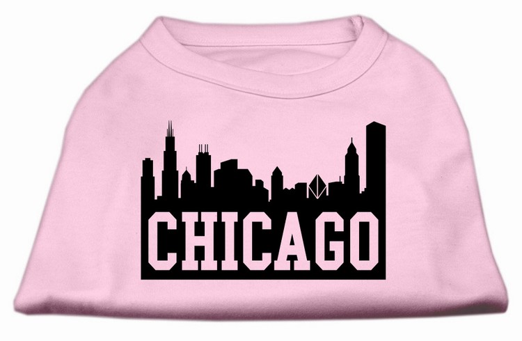 Chicago Skyline Screen Print Shirt Light Pink XS