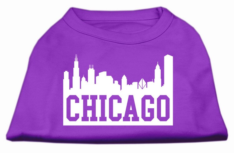 Chicago Skyline Screen Print Shirt Purple XS