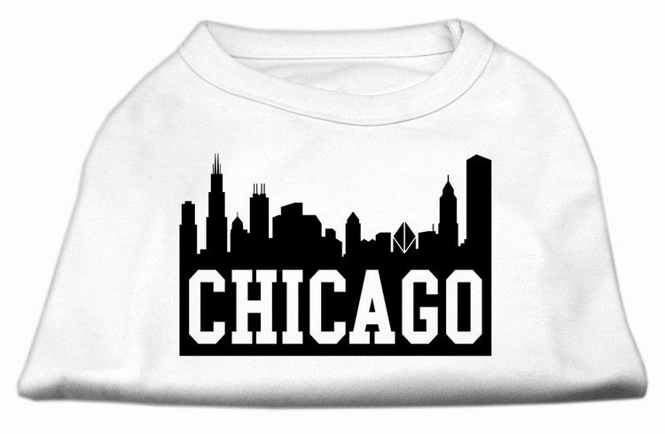 Chicago Skyline Screen Print Shirt White XS