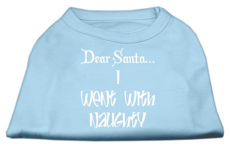 Dear Santa I Went with Naughty Screen Print Shirts Baby Blue Med