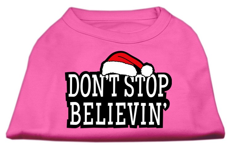 Don't Stop Believin' Screenprint Shirts Bright Pink XXL