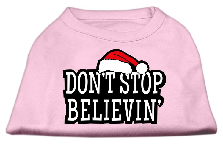 Don't Stop Believin' Screenprint Shirts Light Pink XXL