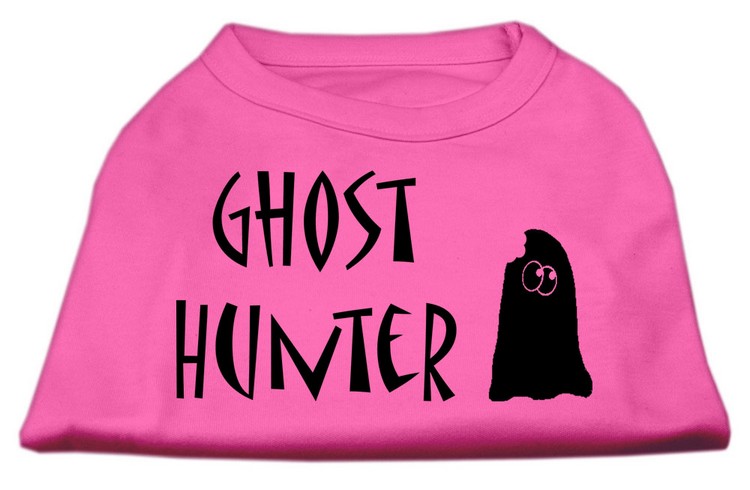 Ghost Hunter Screen Print Shirt Bright Pink with Black Lettering XS