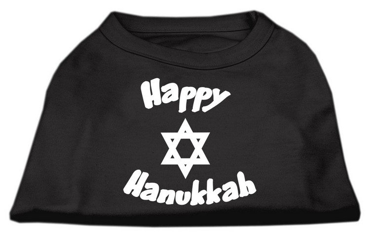 Happy Hanukkah Screen Print Shirt Black XS