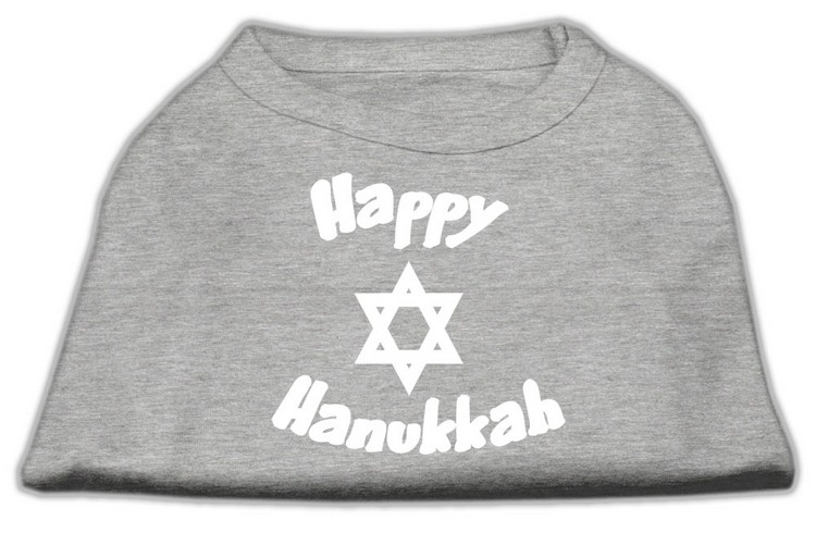 Happy Hanukkah Screen Print Shirt Grey XS