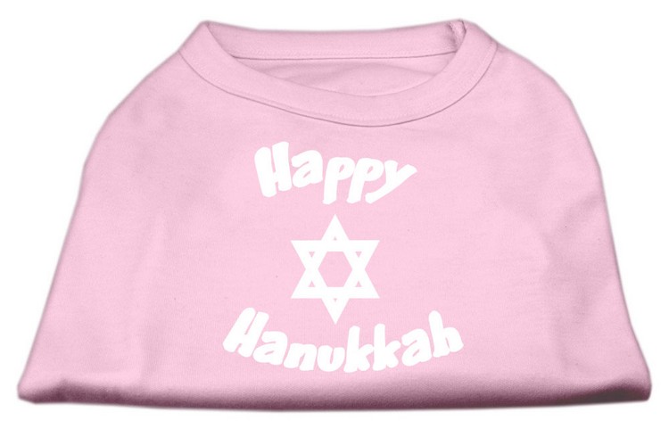 Happy Hanukkah Screen Print Shirt Light Pink XS