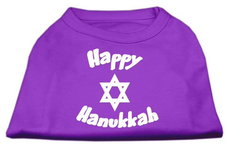 Happy Hanukkah Screen Print Shirt Purple XS