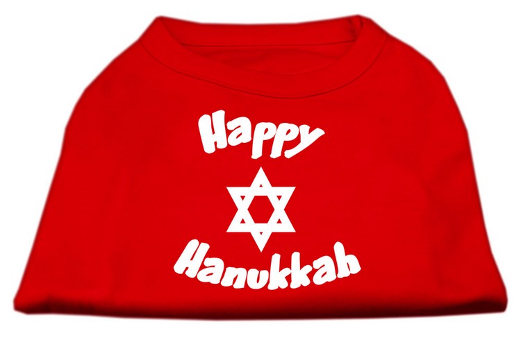 Happy Hanukkah Screen Print Shirt Red XS