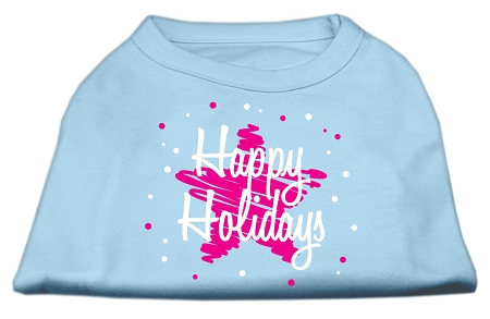 Scribble Happy Holidays Screenprint Shirts Baby Blue XXL