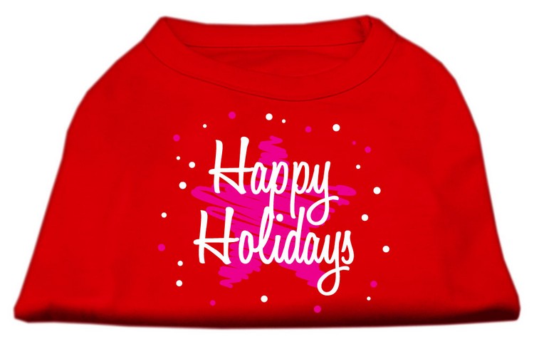 Scribble Happy Holidays Screenprint Shirts Red XS