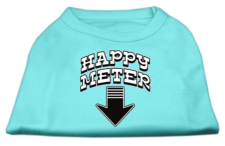 Happy Meter Screen Printed Dog Shirt Aqua Lg