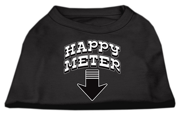 Happy Meter Screen Printed Dog Shirt Black Lg