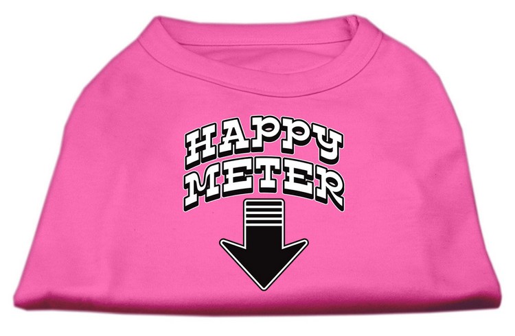 Happy Meter Screen Printed Dog Shirt Bright Pink Med