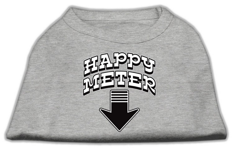 Happy Meter Screen Printed Dog Shirt Grey Med