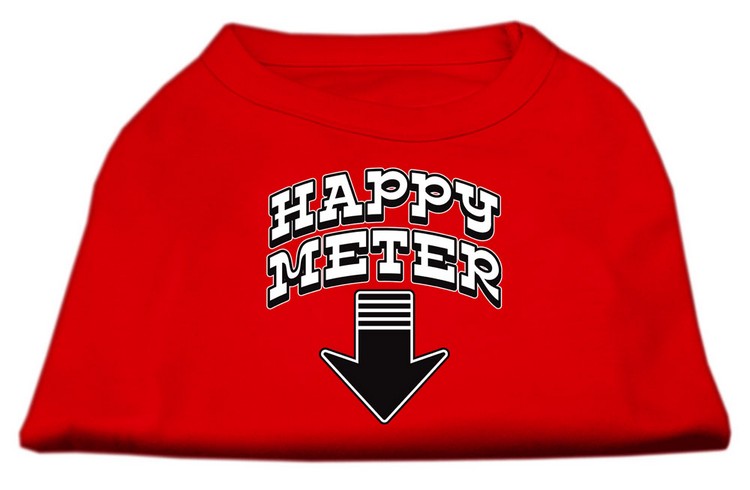 Happy Meter Screen Printed Dog Shirt Red Sm