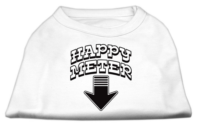 Happy Meter Screen Printed Dog Shirt White Med