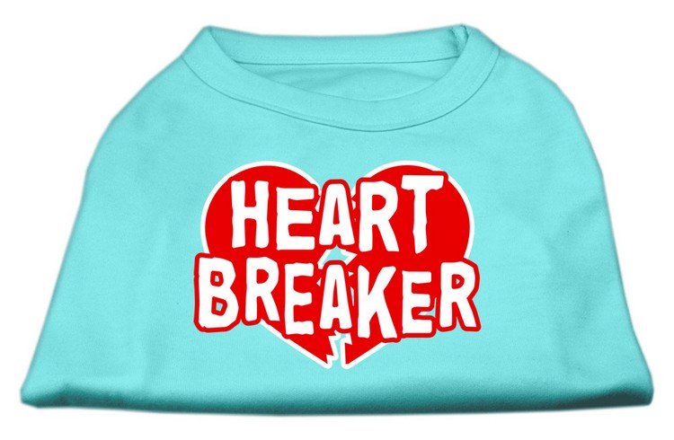 Heart Breaker Screen Print Shirt Aqua XS